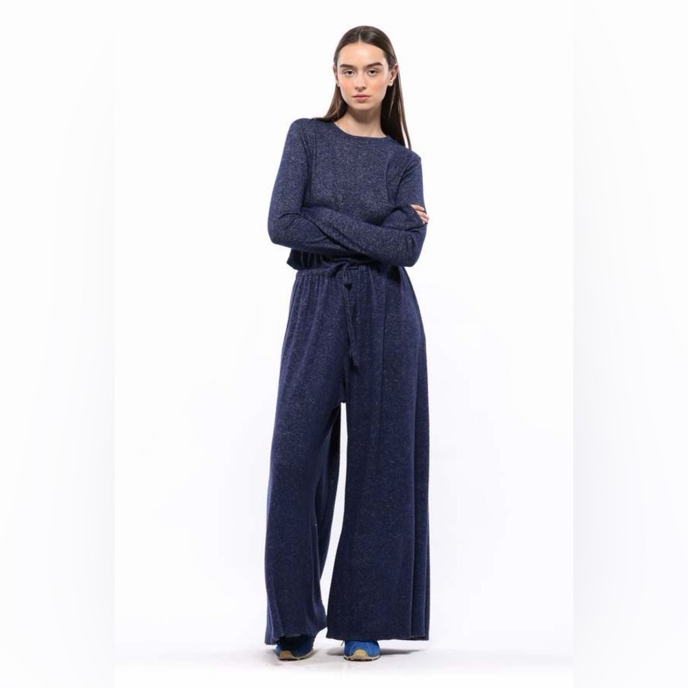 Toit Volant Pants Wide Leg Blue Spackle White Soft Comfy Casual String Women XL